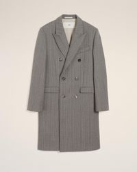 Ami Paris - Wool Herringbone Double Breasted Coat - Lyst