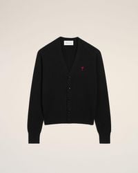 Ami Paris - Cardigan Avec Ami De Coeur Contraste En Laine - Lyst