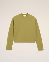 Ami Paris - Cotton Ami De Coeur Cropped Sweatshirt - Lyst