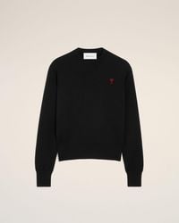 Ami Paris - Crewneck Wool Sweater With Ami De Coeur - Lyst