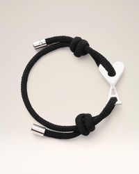 Ami Paris - Bracelet Cordon Noir Ami De Coeur Argenté En Laiton - Lyst