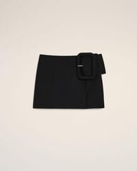 Ami Paris - New Wool Big Buckle Belted Mini Skirt - Lyst