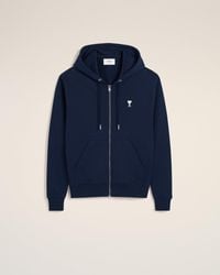 Ami Paris - Hoodie Marine Ami De Coeur En Coton - Lyst