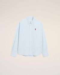 Ami Paris - Ami De Coeur Hemd Aus Blau Gestreifter Baumwolle Blau - Lyst