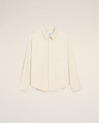 Ami Paris - Ami De Coeur Hemd Mit Boxy-Fit Aus Beigefarbener Baumwolle Mit Prägung - Lyst