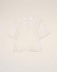 Ami Paris - Silk Short Sleeves Sheer With Undertop Top - Lyst