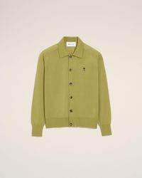 Ami Paris - Wool Shirt Collar Ami De Coeur Cardigan - Lyst