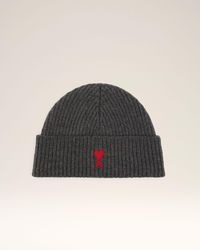 Ami Paris - Wool Beanie With Ami De Coeur - Lyst