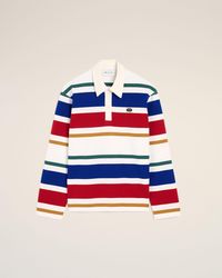 Ami Paris - Striped Cotton Polo With Ami Patch - Lyst