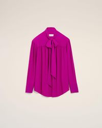 Ami Paris - Lavalliere Silk-Blend Blouse - Lyst