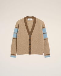 Ami Paris - Cardigan Aus Brauner College-Wolle Braun - Lyst