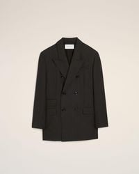 Ami Paris - Double Breasted Striped Wool Blazer - Lyst