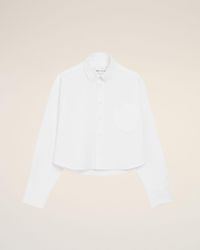 Ami Paris - Cotton Cropped Embossed Ami De Coeur Shirt - Lyst