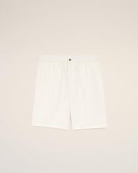 Ami Paris - Blended Linen Elasticated Waist Ami De Coeur Shorts - Lyst