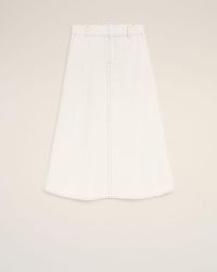 Ami Paris - Cotton Gabardine Long Trapeze Skirt - Lyst