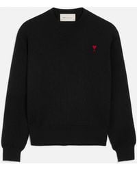 Ami Paris - Crewneck Wool Sweater With Ami De Coeur - Lyst