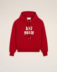 Ami Paris - Cotton Hoodie With Embroidery - Lyst