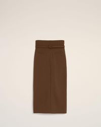 Ami Paris - Pencil Belted Wool Skirt - Lyst