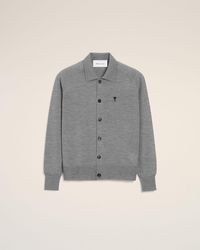 Ami Paris - Wool Shirt Collar Ami De Coeur Cardigan - Lyst