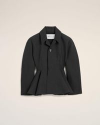 Ami Paris - Peplum-Jacke Aus Grauer Wolle Grau - Lyst
