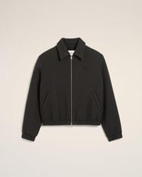 Ami Paris - Ami De Coeur Jacke Aus Schwarzer Wolle Mit Reißverschluss Grau - Lyst