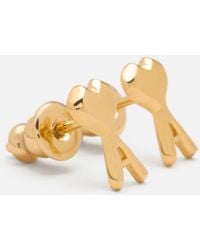 Ami Paris - Brass Ami De Coeur Hammered Earrings - Lyst