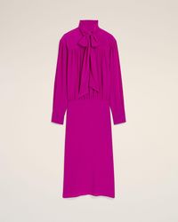 Ami Paris - Midi Lavalliere Silk-Blend Dress - Lyst