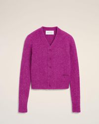 Ami Paris - Wool And Alpaca Cardigan With Ami Embroidery - Lyst
