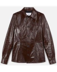 AMI Women's Patent Leather Overshirt - Brown