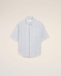 Ami Paris - Striped Cotton Short Sleeve Ami De Coeur Wide Shirt - Lyst