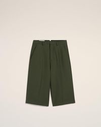 Ami Paris - Weite Bermudashorts Aus Grüner Wolle - Lyst