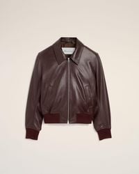 Ami Paris - Burgundy Lamb Leather Zipped Jacket - Lyst