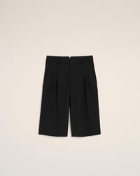 Ami Paris - New Wool High Waist Wide Bermuda Shorts - Lyst