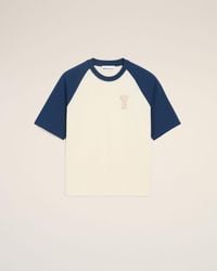 Ami Paris - And Cotton Ami De Coeur Knitted Patch T-Shirt - Lyst