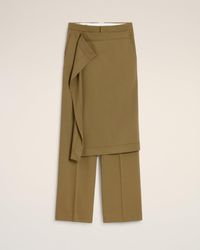 Ami Paris - Large-Fit-Hose Aus Grüner Wolle Mit Einsatz Vorne Grün - Lyst
