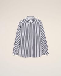 Ami Paris - Large Striped Cotton Shirt With Removable Collar - Lyst
