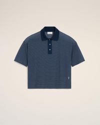 Ami Paris - Polo Bleu Rayé Ami De Coeur En Coton - Lyst
