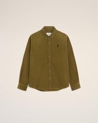 Ami Paris - Ami De Coeur Button-Down-Hemd Aus Grüner Baumwolle Grün - Lyst