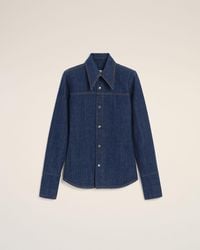 Ami Paris - Chemise Bleue Col En Pointe En Coton - Lyst