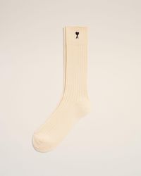 Ami Paris - Chaussettes Beiges En Coton Ami De Coeur - Lyst