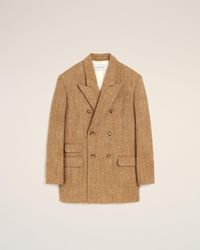 Ami Paris - Double Breasted Herringbone Wool Blazer - Lyst
