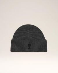 Ami Paris - Ami De Coeur Mütze Aus Grauer Wolle Grau - Lyst