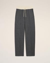 Ami Paris - Graue Hose Aus Wolle Und Satin Mit Elastischem Bund Grau - Lyst