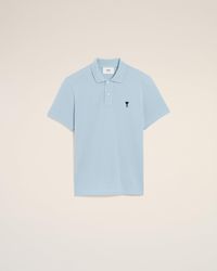 Ami Paris - Cotton Contrasted Ami De Coeur Polo Shirt - Lyst