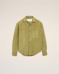 Ami Paris - Goat Leather Buttoned Overshirt - Lyst