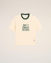 Ami Paris - Ecru Printed Cotton "Don'T Forget To Love" T-Shirt - Lyst