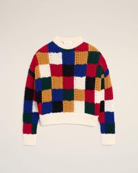 Ami Paris - Checkered Wool Crewneck Sweater - Lyst