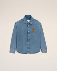 Ami Paris - Cotton Knitted Ami De Coeur Overshirt - Lyst