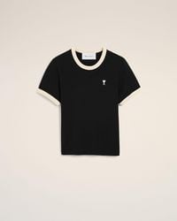 Ami Paris - Contrasted Cotton T-Shirt With Ami De Coeur - Lyst