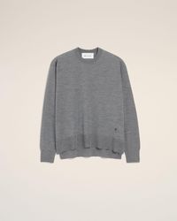 Ami Paris - Thin Wool Crewneck Ami De Coeur Sweater - Lyst